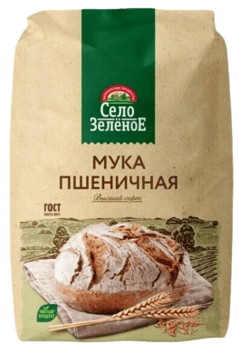 Мука пшеничная хлебопекарная высшего сорта 2 кг Село Зелёное