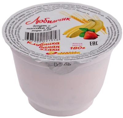 Йогурт клубника-банан-злаки 2,5% 180 г Родная Любава
