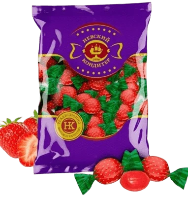 Карамель с фруктово-ягодной начинкой Клубника 1 кг Невский