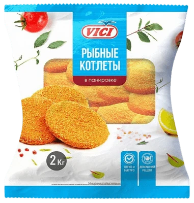 Рыбные котлеты в панировке 2 кг VICI