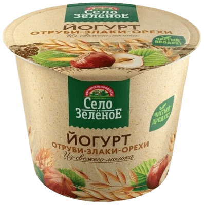Йогурт с отрубями, злаками и орехами 3,5% 120 г Село Зелёное