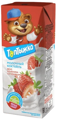 Коктейль молочный Клубника со сливками 3,2% 200 г Топтыжка