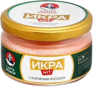 Икра мойвы Деликатесная с копченым лососем 180 г Санта Бремор