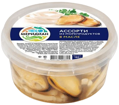 Ассорти из морепродуктов в масле 180 г Меридиан