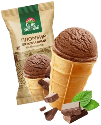 Пломбир шоколадный 15% в вафельном стаканчике 90 г Село Зелёное