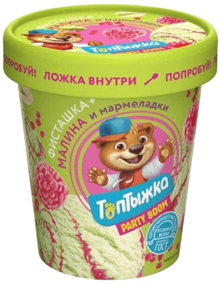 Пломбир ванильный 12% с фисташкой, малиной и мармеладом 270 г Топтыжка
