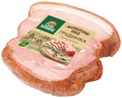 Грудинка варено-копченая Деревенская из свинины кат. Г 300 г Село Зелёное
