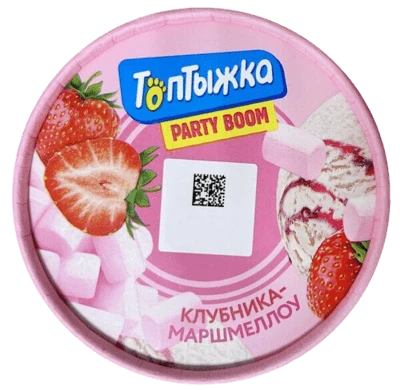 Пломбир ванильный 12% с воздушным суфле и наполнителем клубника-маршмеллоу 300 г Топтыжка
