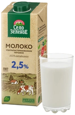 Молоко ультрапастеризованное 2,5% 950 мл Село Зелёное