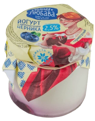Йогурт термостатный с черникой 2,5% 180 г Родная Любава