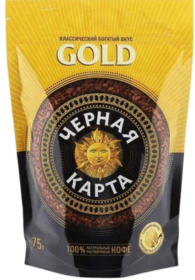 Кофе натуральный растворимый сублимированный Черная Карта Голд 75 г