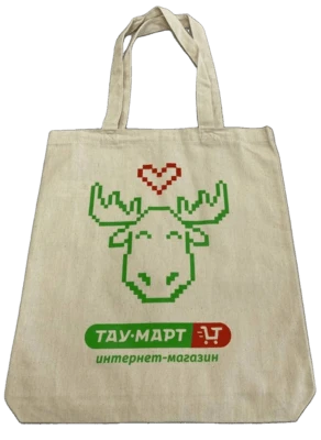 Шопер Тау-Март из 100% хлопка 35х40х5 см, ручки 60 х 2,5 см