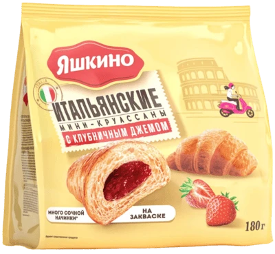 Мини-круассаны с клубничным джемом 180 г Яшкино