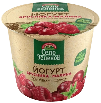 Йогурт с брусникой и малиной 3,5% 120 г Село Зелёное
