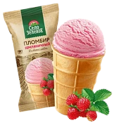 Пломбир земляничный 15% в вафельном стаканчике 70 г Село Зелёное