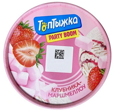 Пломбир ванильный 12% с воздушным суфле и наполнителем клубника-маршмеллоу 300 г Топтыжка Пломбир ванильный 12% с воздушным суфле и наполнителем клубника-маршмеллоу 300 г Топтыжка