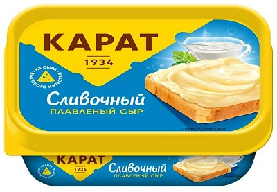 Сыр плавленый сливочный 45% 200 г Карат