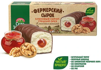 Сырок глазированный с грецким орехом и кленовым сиропом 20% 45 г Село Зелёное