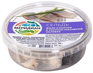 Сельдь филе-кусочки в уксусно-масляной заливке 280 г Меридиан