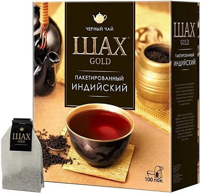 Чай черный индийский Шах Голд 100 пакетиков Чай черный индийский Шах Голд 100 пакетиков