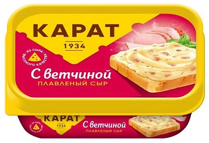 Сыр плавленый c ветчиной 45% 200 г Карат