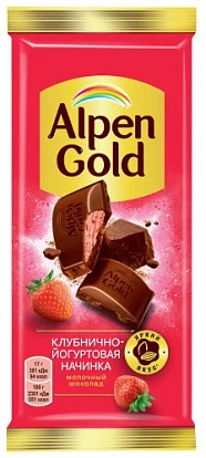 Шоколад Aльпен Голд с клубнично-йогуртовой начинкой 80 г