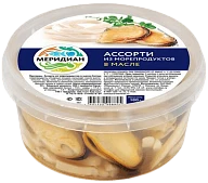 Ассорти из морепродуктов в масле 180 г Меридиан