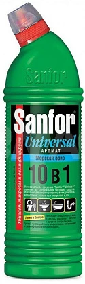 Чистящий гель для уборки дома Санфор Универсал 10 в 1 Морской бриз 750 мл