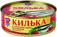 Килька балтийская обжаренная в томатном соусе 240 г 5 Морей