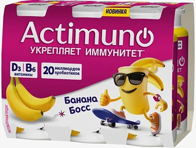 Продукт кисломолочный Актимуно Кидс Банана Босс 1,5% 6х95 г