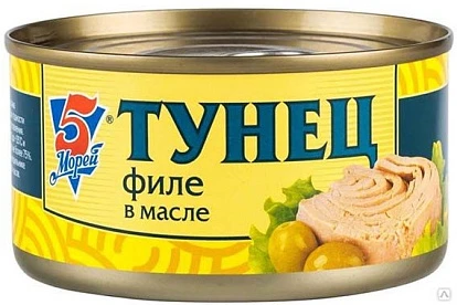 Тунец рубленный в масле 185 г 5 Морей Тунец рубленный в масле 185 г 5 Морей