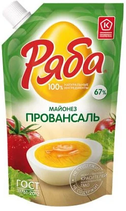 Майонез натуральный Провансаль 67% 192 г Ряба