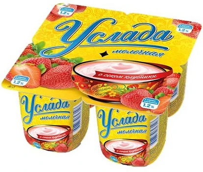Йогурт молочный с соком клубники 1,2% 95 г Услада