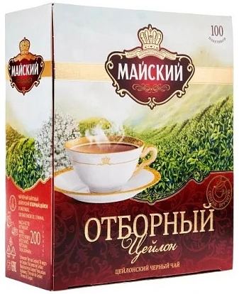 Чай черный Отборный Цейлон 100 пакетиков Майский