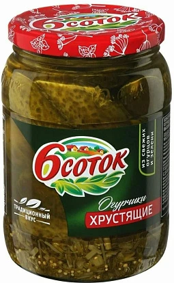 Корнишоны Хрустящие 6 соток 350 мл