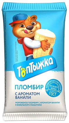 Пломбир в вафельном стаканчике 12% с ароматом ванили 70 г Топтыжка