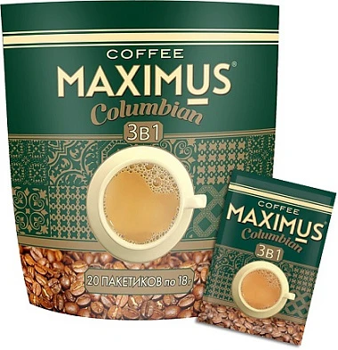 Кофе растворимый 3 в 1 Максимус Колумбиан 18 г