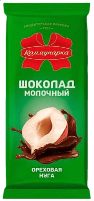 Шоколад молочный с ореховой нугой 80 г Коммунарка