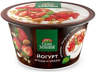 Йогурт клубника-миндаль-злаки 3,2% 180 г Село Зелёное