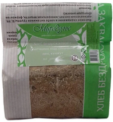 Хлеб бездрожжевой с семенами подсолнечника, льна, кунжута 300 г Миродолье