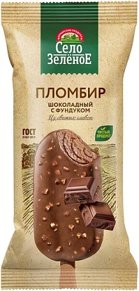 Эскимо пломбир шоколадный в глазури с фундуком 15% 80 г Село Зелёное Эскимо пломбир шоколадный в глазури с фундуком 15% 80 г Село Зелёное