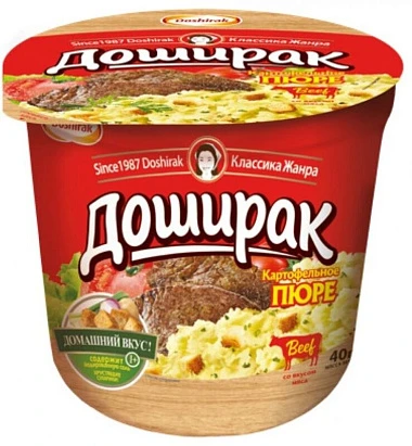 Пюре картофельное быстрого приготовления Доширак со вкусом говядины 40 г