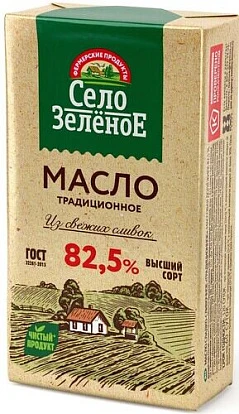 Масло сливочное Традиционное 82,5% 175 г Село Зелёное Масло сливочное Традиционное 82,5% 175 г Село Зелёное