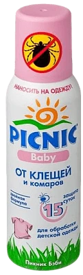 Аэрозоль от комаров и клещей Пикник Бэби 125 см3