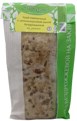 Хлеб бездрожжевой пшеничный с цельнозерновой мукой 500 г Миродолье