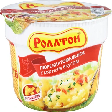 Пюре картофельное быстрого приготовления Роллтон с мясным вкусом 40 г