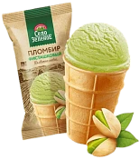 Пломбир фисташковый 15% в вафельном стаканчике 70 г Село Зелёное