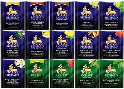 Набор чая ассорти Чайная коллекция 15 видов по 8 шт. Ричард Набор чая ассорти Чайная коллекция 15 видов по 8 шт. Ричард