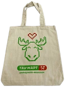 Шопер Тау-Март из 100% хлопка 35х40х5 см, ручки 60 х 2,5 см