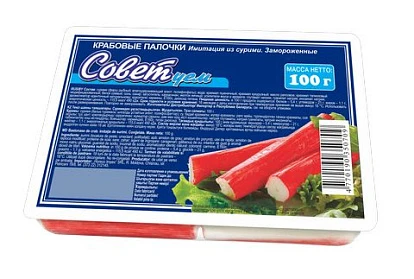 Крабовые палочки СОВЕТуем замороженные 100 г VICI Крабовые палочки СОВЕТуем замороженные 100 г VICI